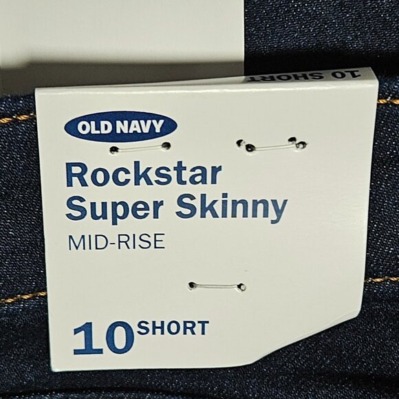 Old Navy Rockstar Skinny Mid Rise Jeans Womens Size 10 Short Dark Wash Denim - Picture 7 of 9
